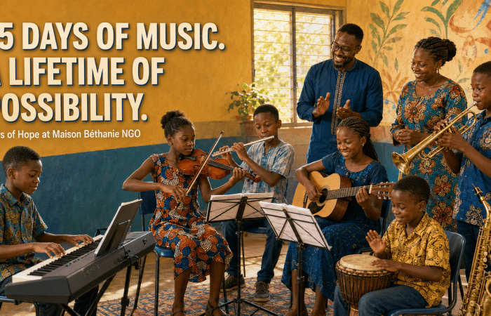Children gaining confidence through Keys of Hope music lessons at Maison Béthanie NGO