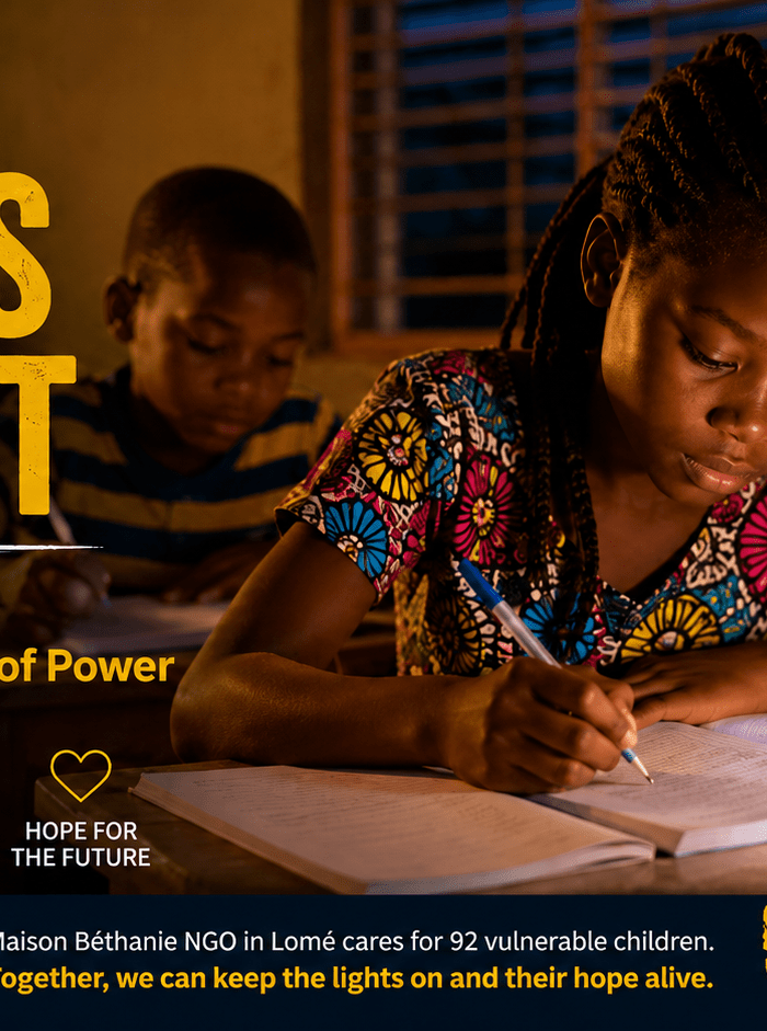 Children at Maison Béthanie NGO in Lomé, where a reliable alternative electricity system is urgently needed.