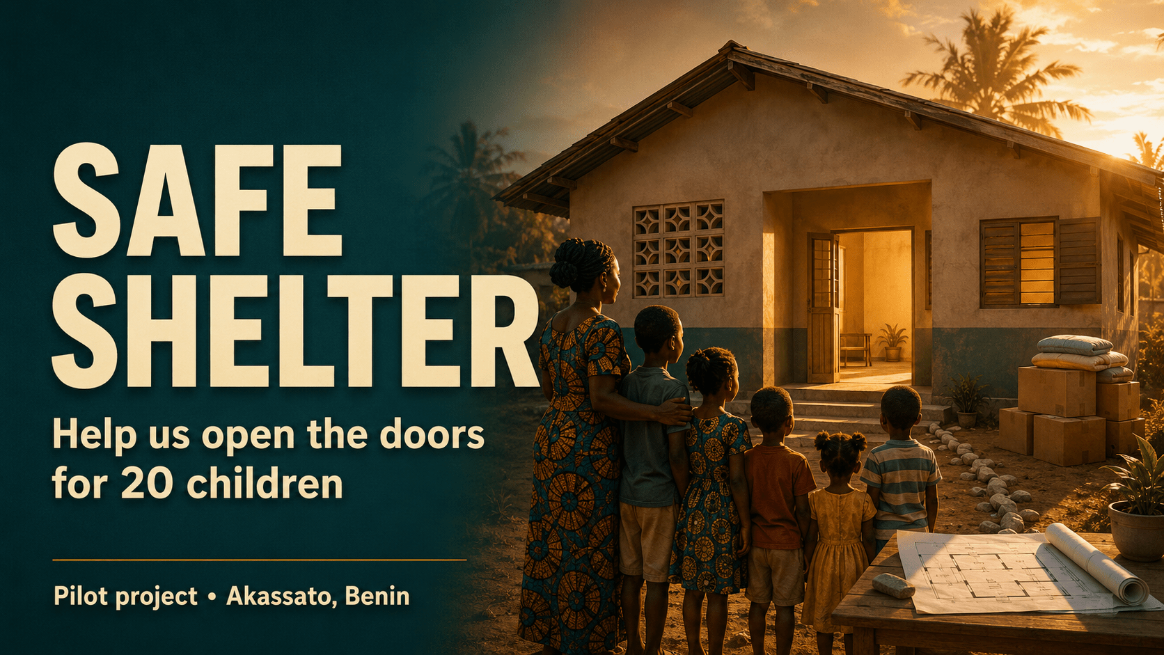 The house is waiting. With your support, its doors can open to 20 children before December 2026.