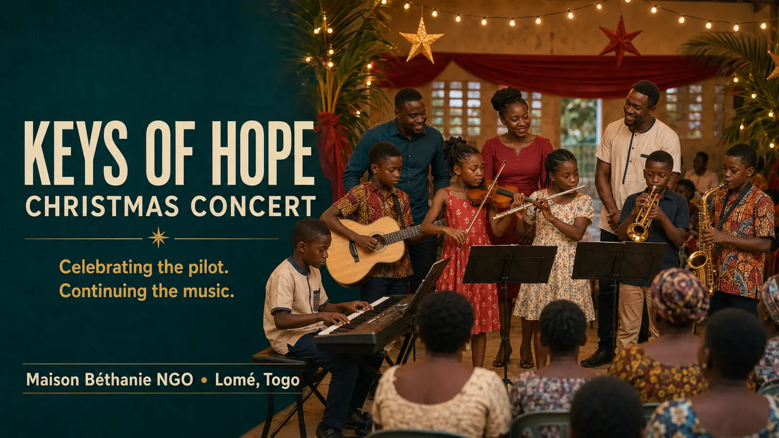 Children performing at the Keys of Hope Christmas Concert celebrating the pilot project at Maison Béthanie NGO in Lomé.